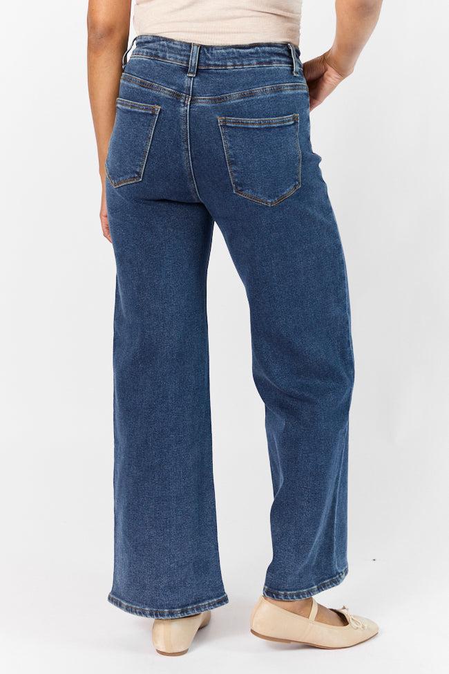 Sutton Dark Wash Wide Leg Patch Pocket Jeans FINAL SALE Product Image