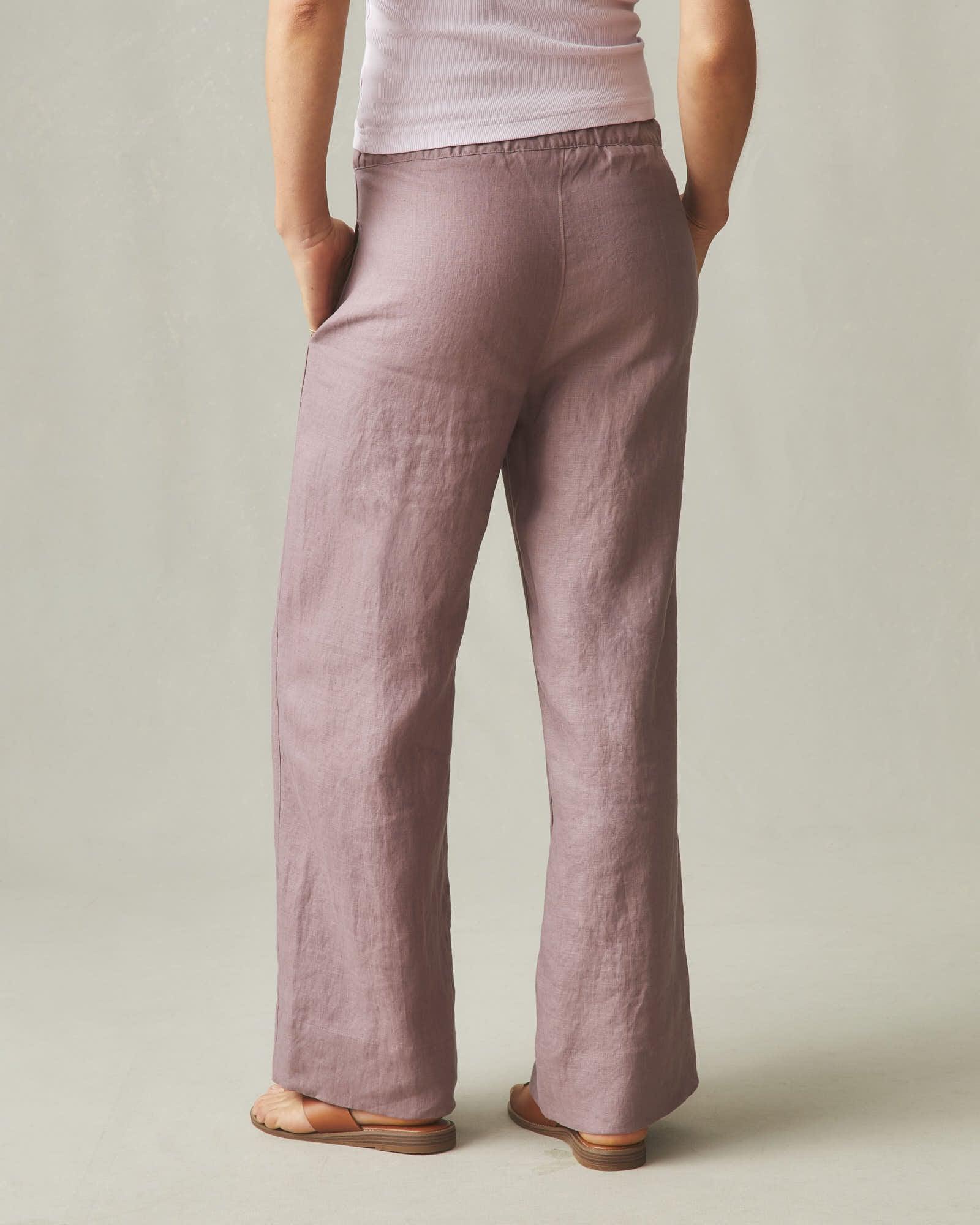 Women's Linen Wide Leg Pant - Twilight Mauve Female Product Image