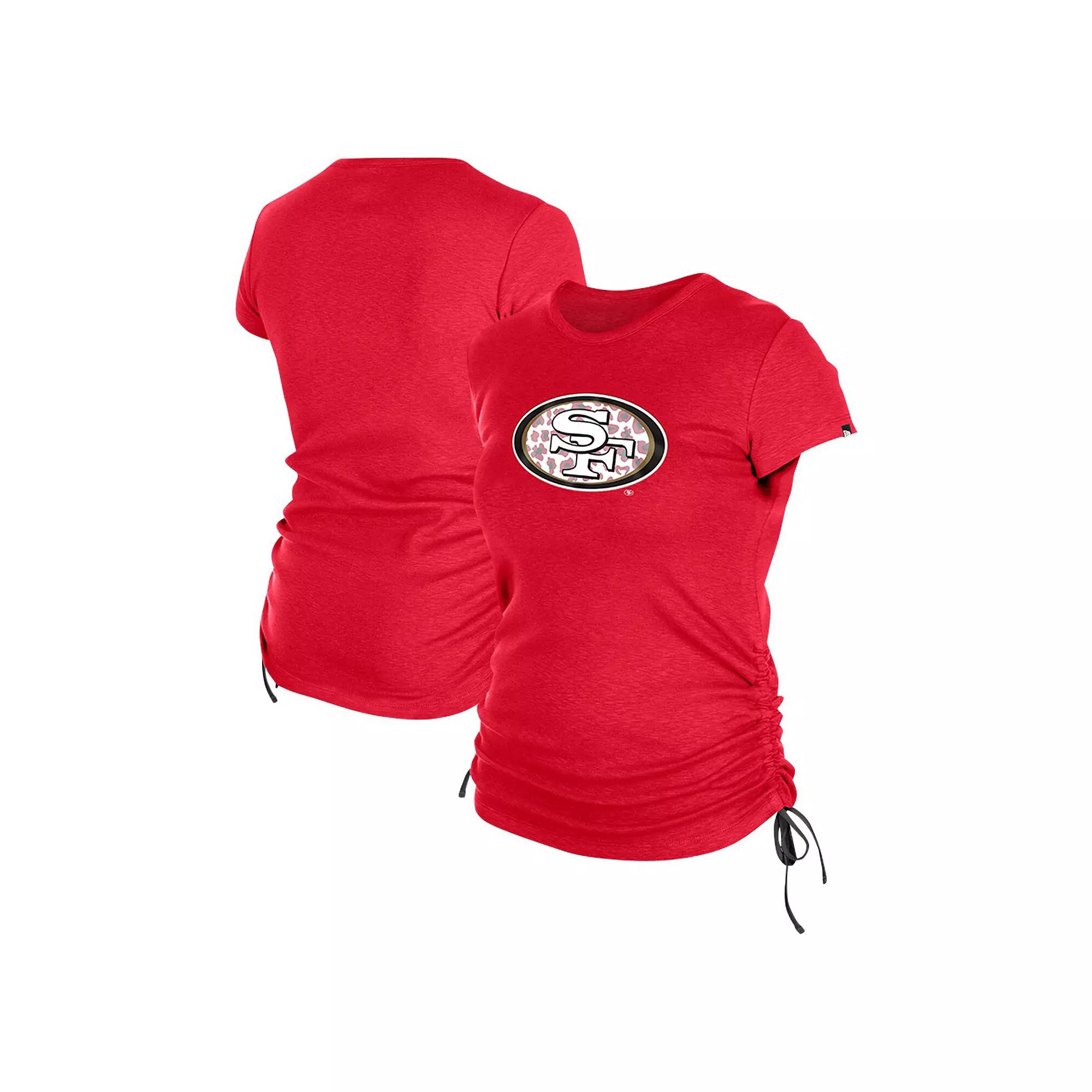 Women's New Era Red San Francisco 49ers Ruched Side T-Shirt,  Product Image