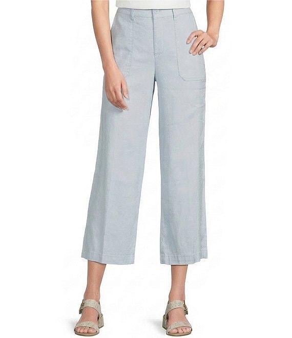 NYDJ Stretch Linen Blend High Rise Wide Leg Cargo Capri Pants Product Image