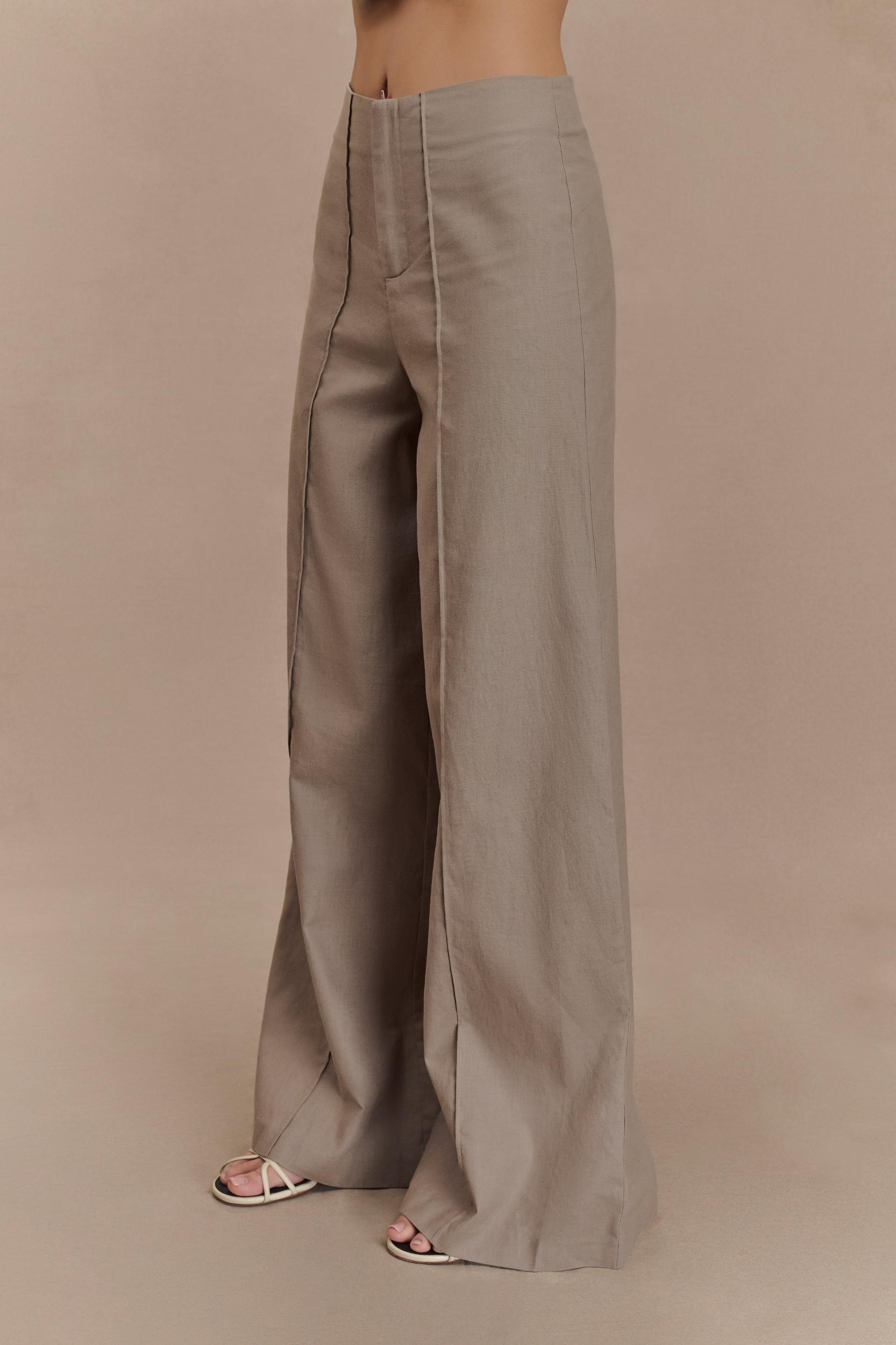 Brandi Linen Straight Leg Pant - Pebble Product Image