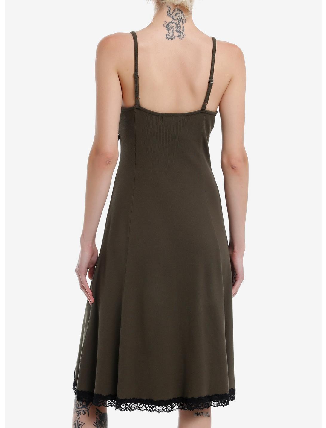 Olive Black Lace Skull Pendant Cami Midi Dress Product Image