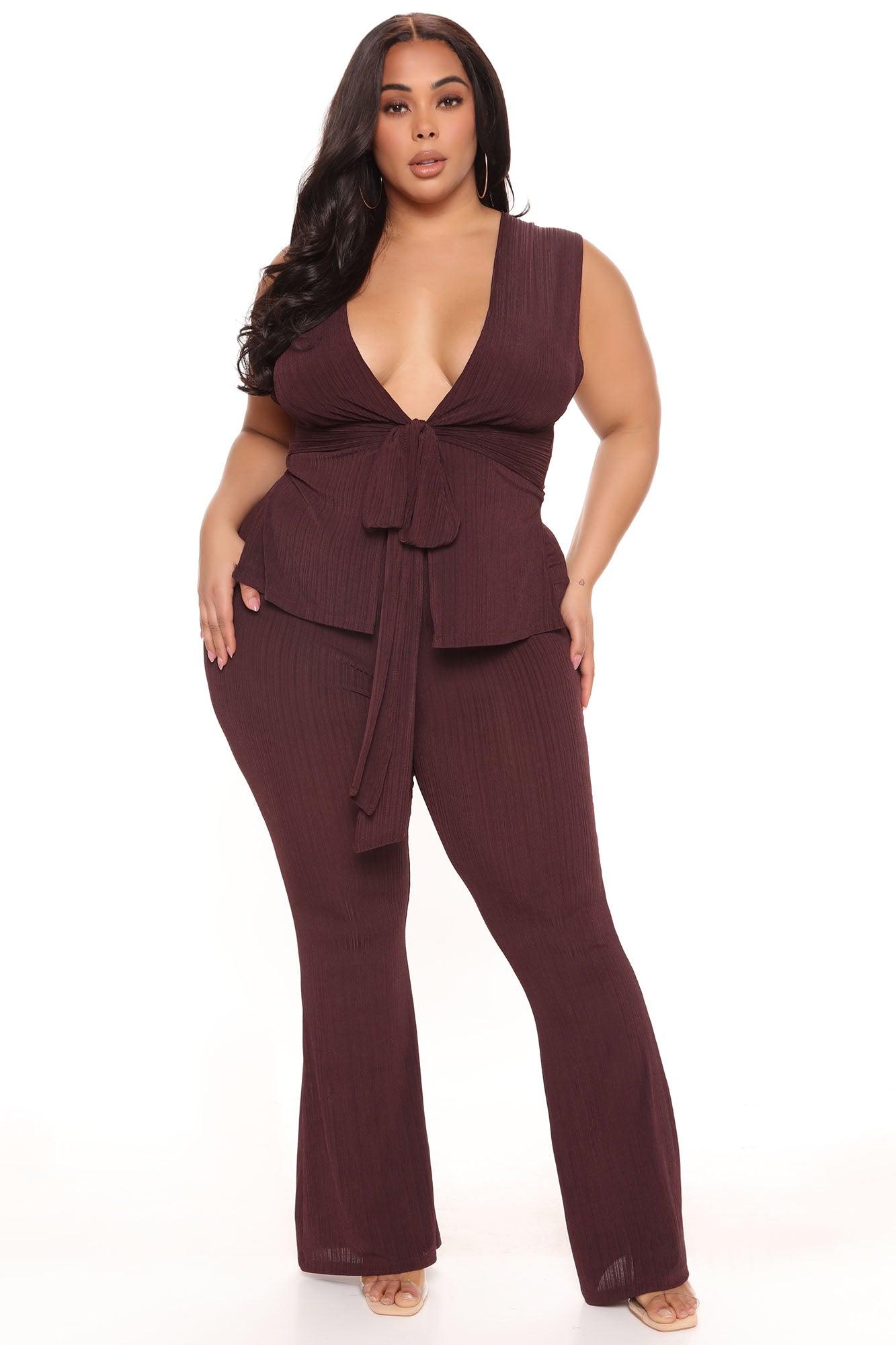 Marceline Ribbed Pant Set 33.5 - Chocolate Product Image