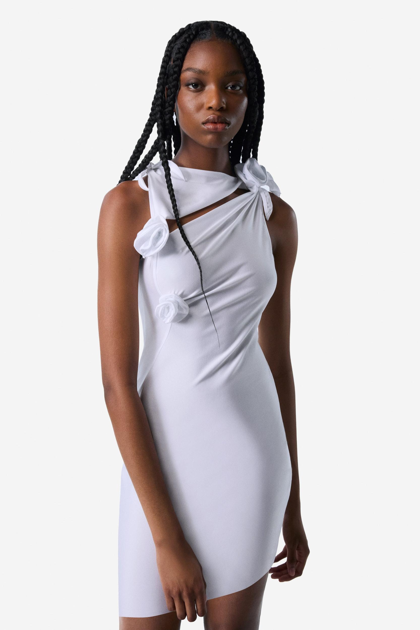 Asymmetric Flower Mini Dress Product Image