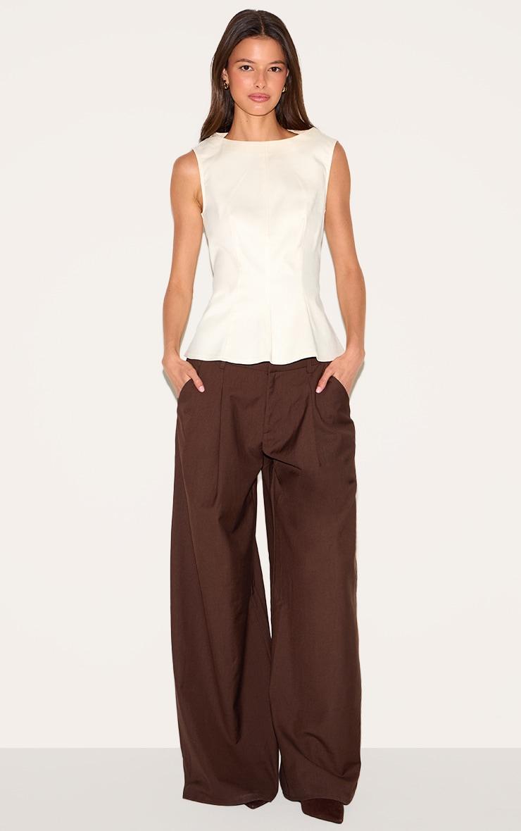 Lemon Woven Fitted Boatneck Peplum Top Product Image