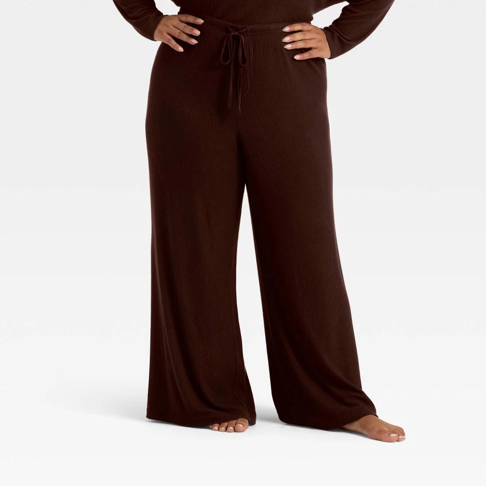 Women's Cozy Ribbed Wide Leg Pants - Auden™ Brown XS Product Image