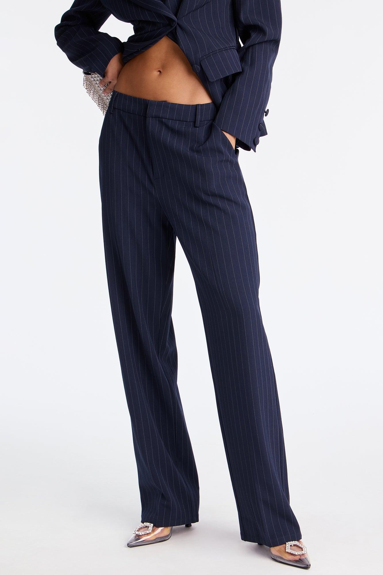 Focus Forward Pinstripe Trouser Pant 32″ - Navy/combo Female Product Image