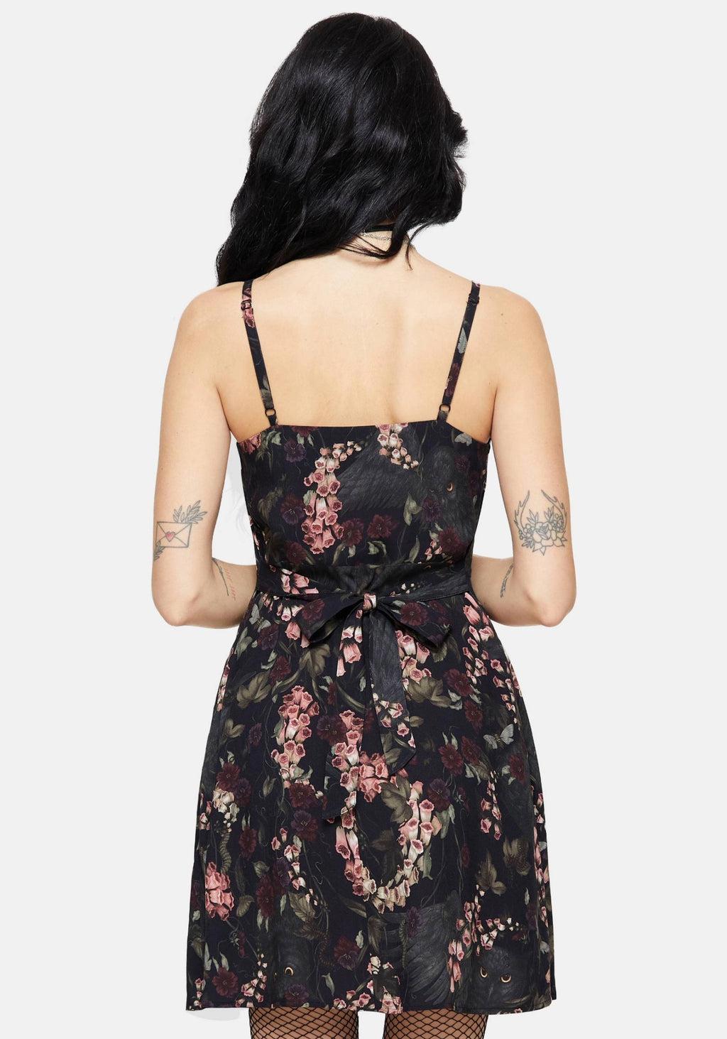 Noctua Owl Foxglove Printed Button Up Cami Mini Dress Product Image