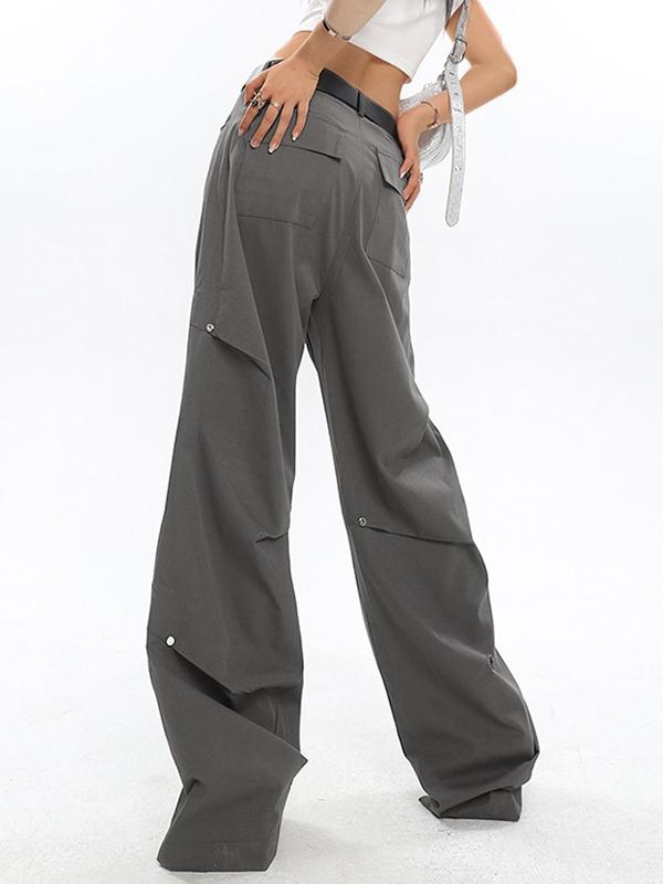 Pleated Hardware Decoration Cargo Pants Product Image