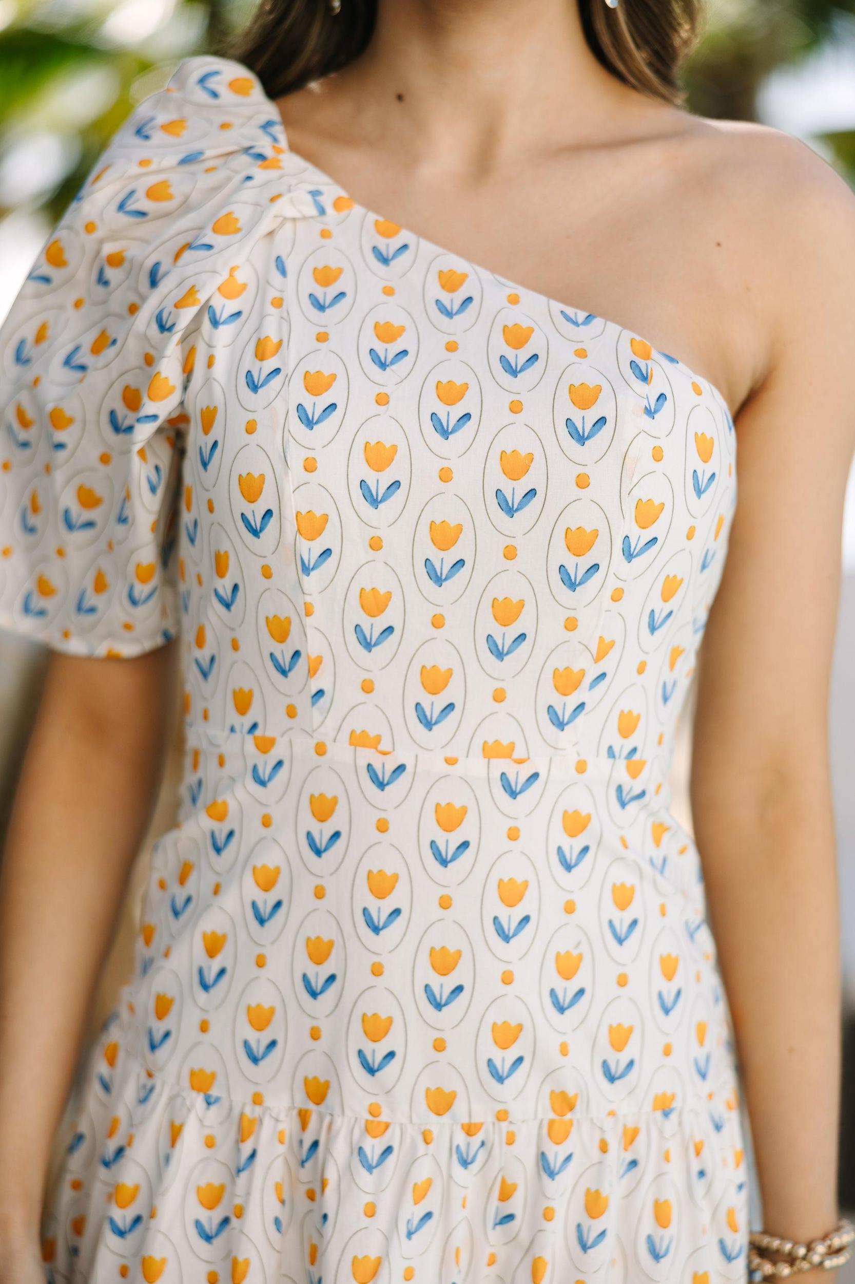 From The Top Yellow Polka Dot Midi Dress Female Product Image