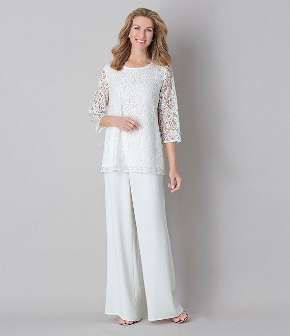 Caroline Rose Matte Crepe Flat Front Elastic Waist Wide Leg Coordinating Pants Product Image