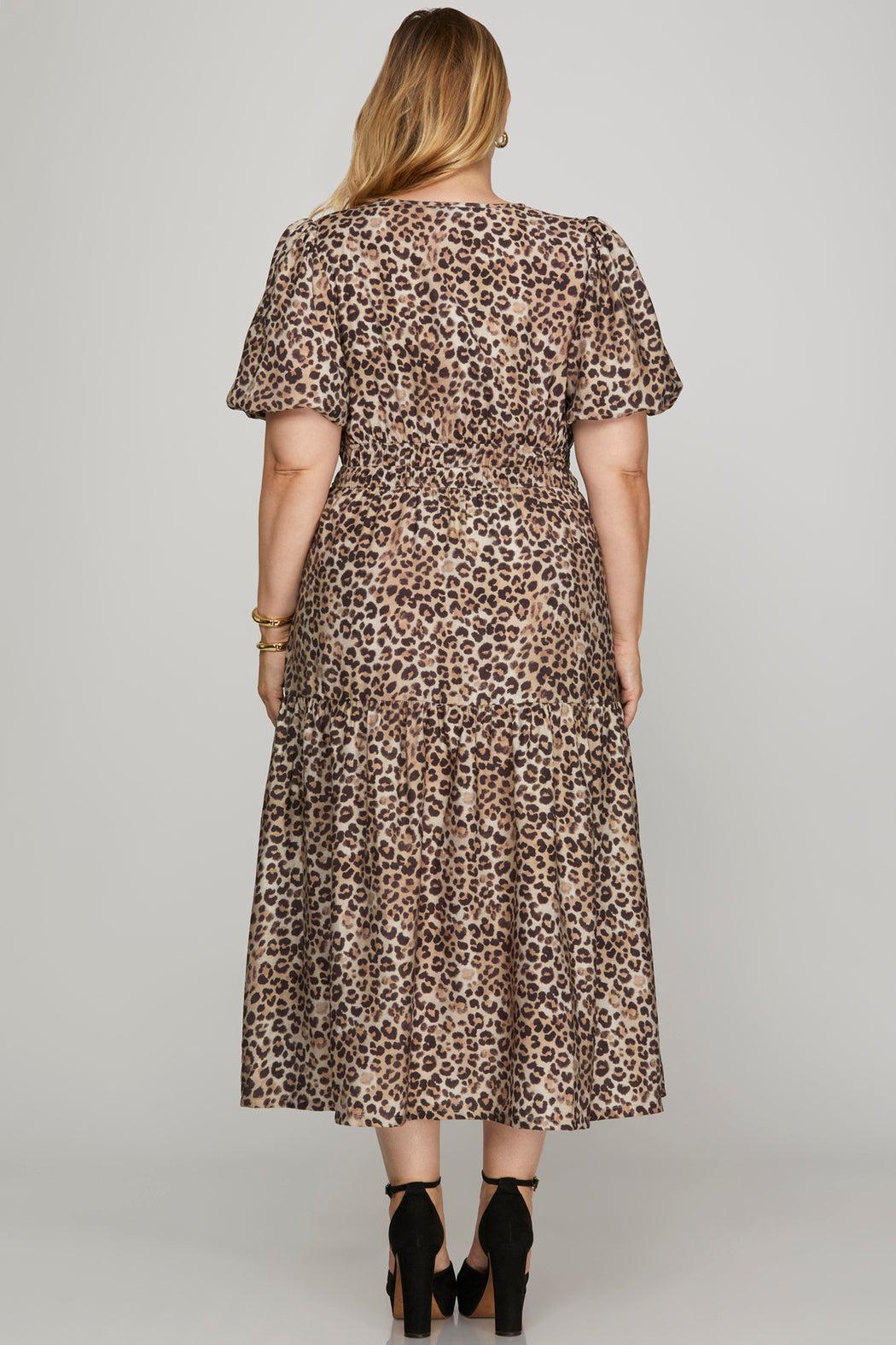Plus size Leopard Print Midi Dress Product Image