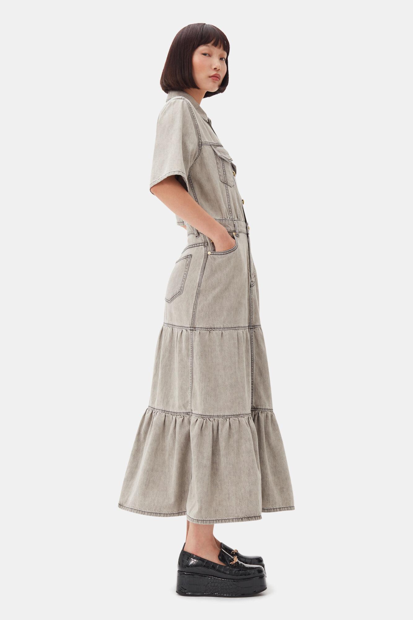 Grey Future Long Denim Dress Product Image