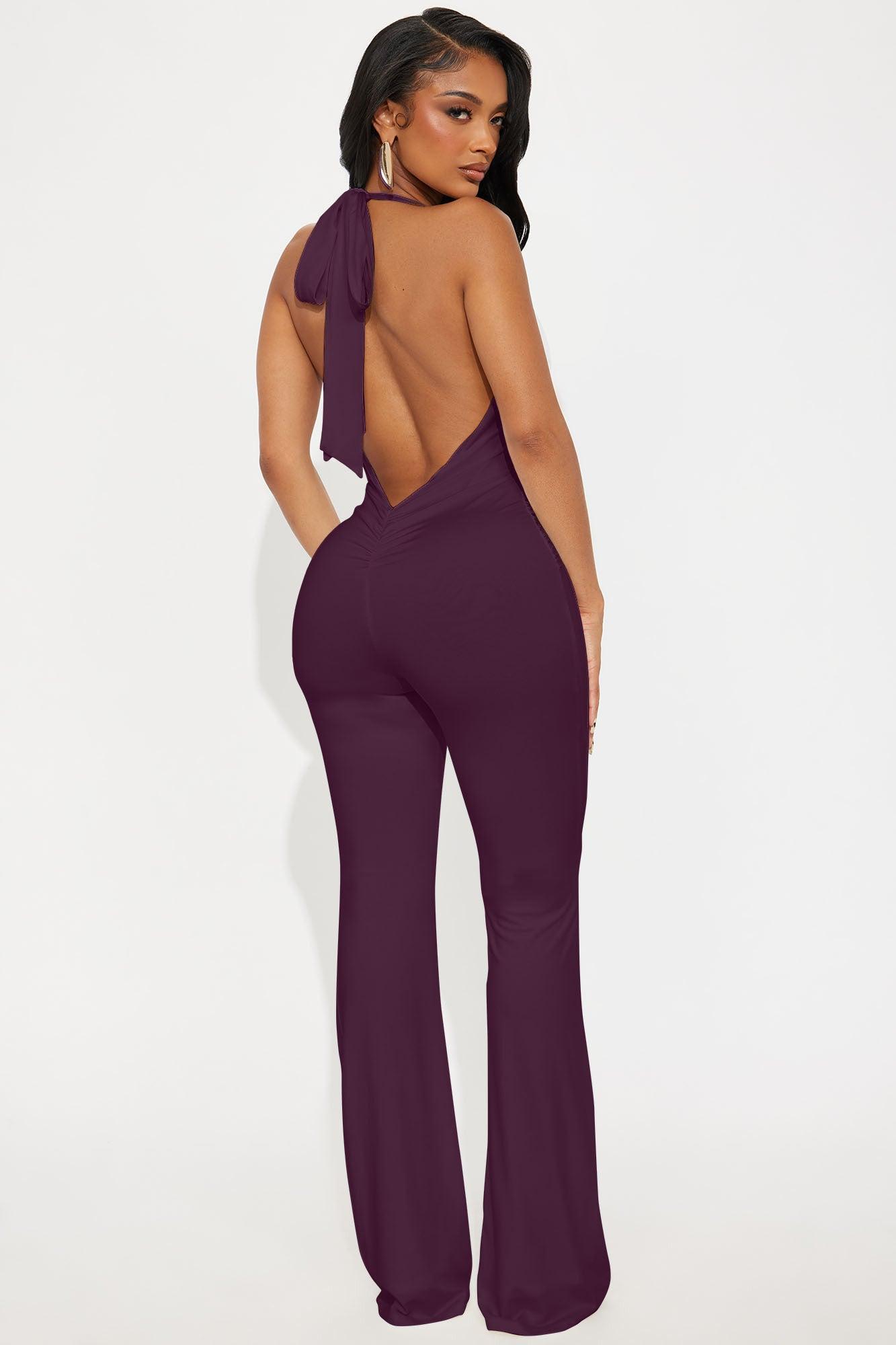 Mariana Flare Leg Jumpsuit - Plum Female Product Image