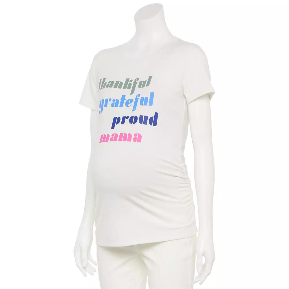 Maternity Sonoma Goods For Life® Fitted Crewneck Graphic Tee, Women's, Size: Large-Mat, Thankful Mama Product Image