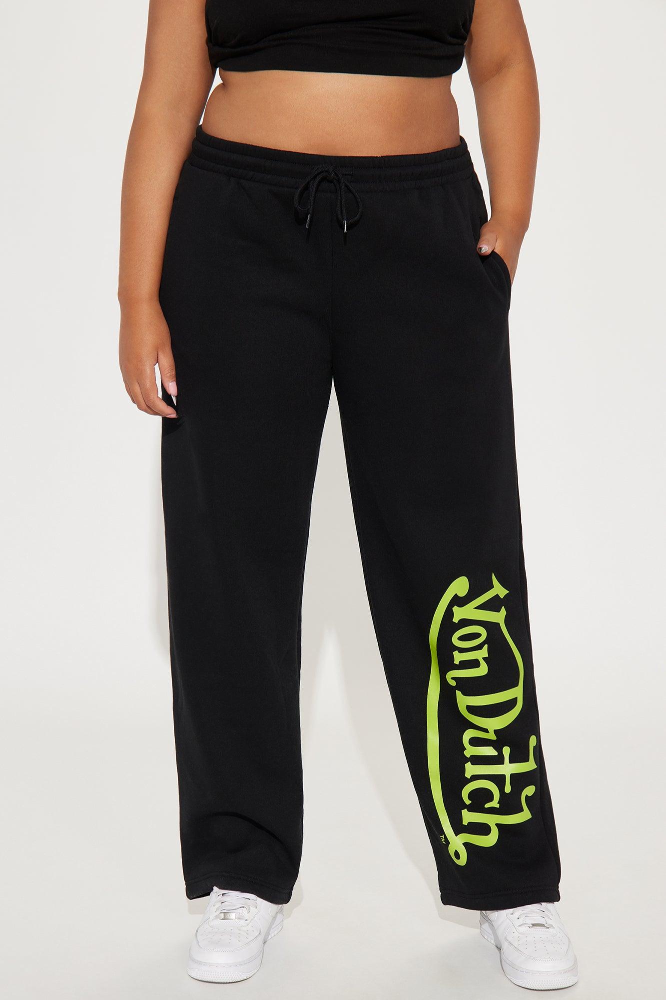 Von Dutch Wide Leg Pant - Black/Green Product Image