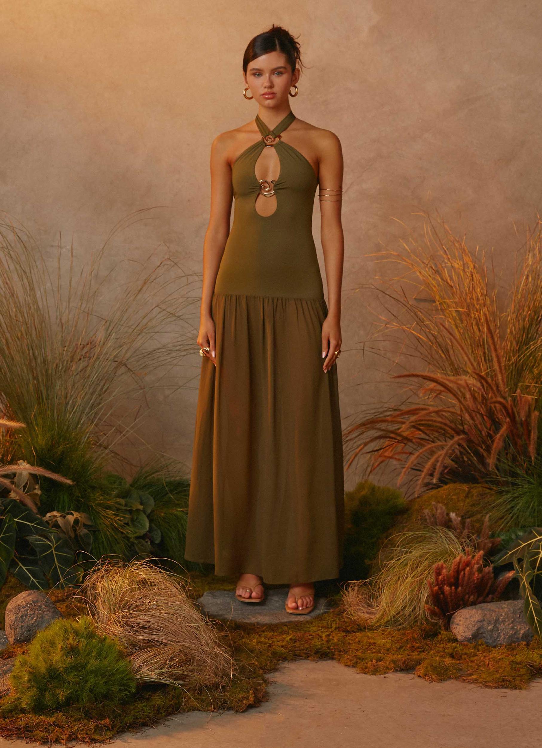 Cypress Kiss Maxi Dress - Khaki Product Image