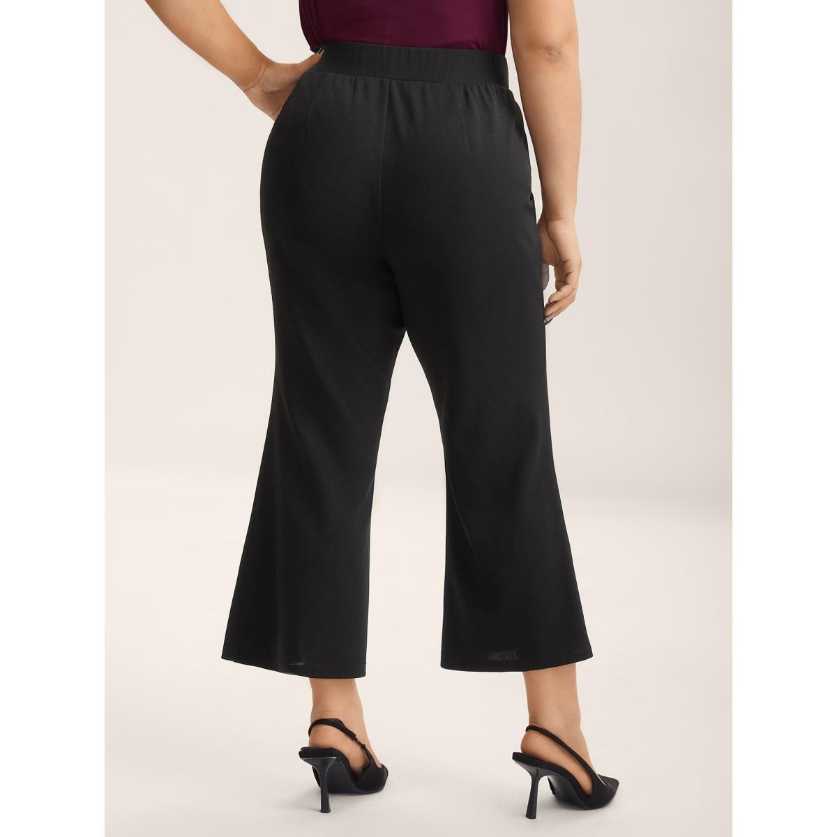 Plus Size Seamed Bootcut Mid-Rise Pants Women Black Office Bootcut Mid Rise Office Pants BloomChic 30/6X Product Image