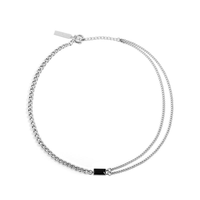 BLACK SQUARE DOUBLE CHAIN NECKLACE Product Image