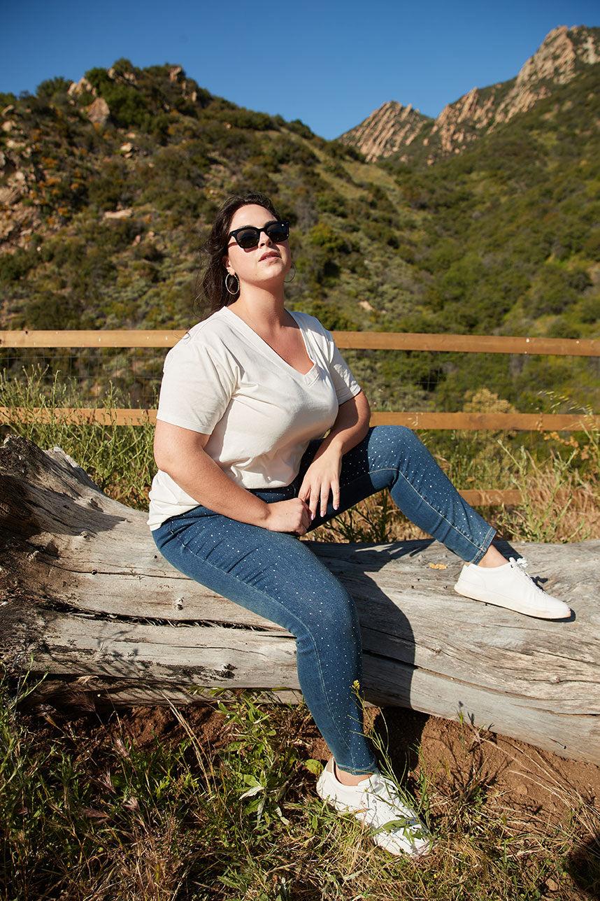 Westport 5 Pocket High Rise Rhinestone Skinny Jeans - Plus Product Image