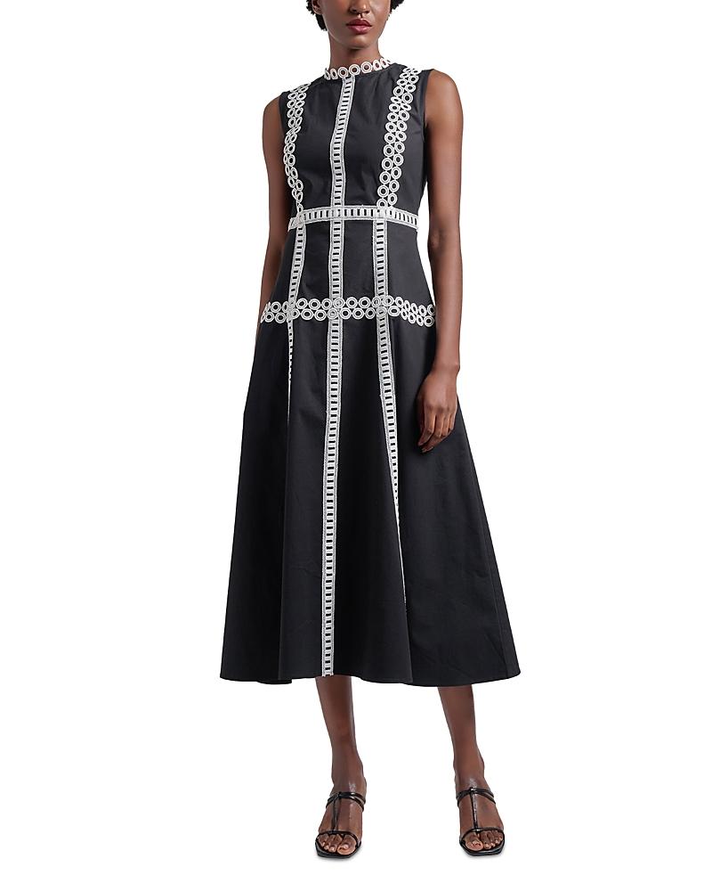 Womens Eyelet-Embroidered Modern-Fit Fit & Flare Maxi Dress Product Image