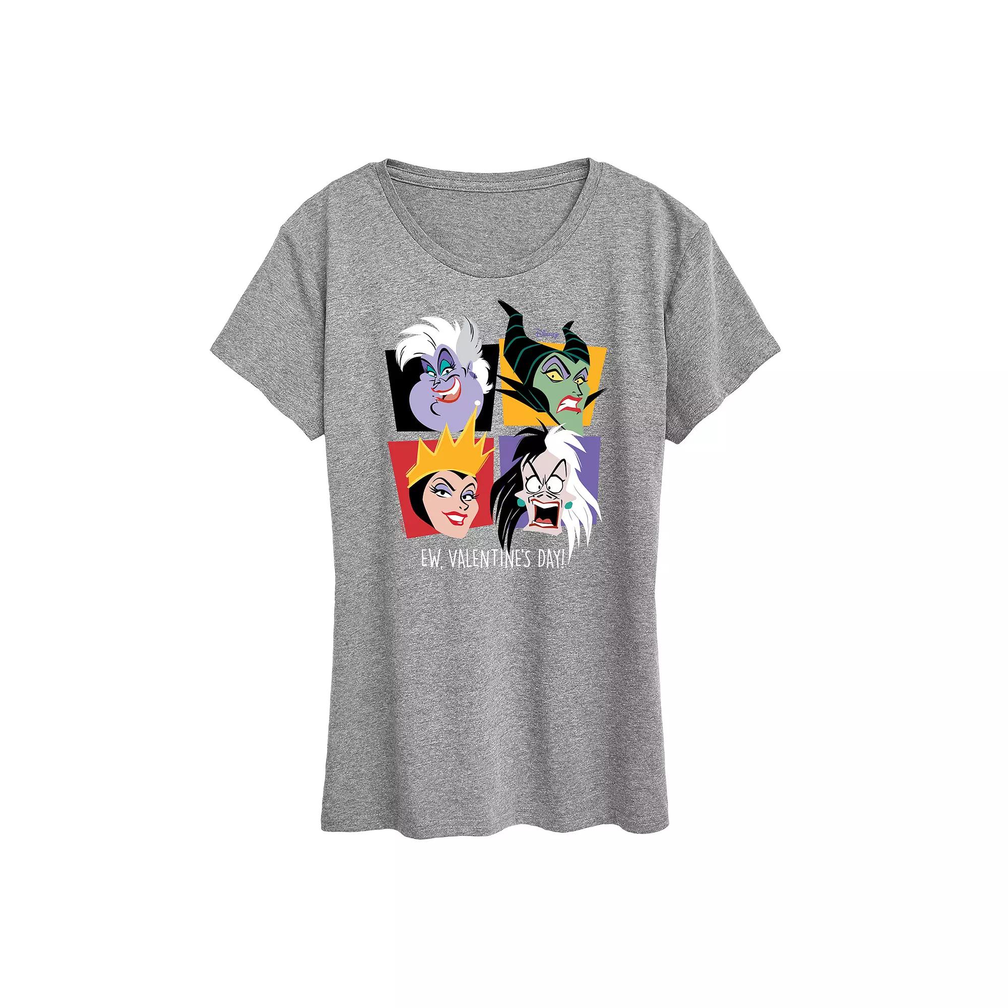 Disney Villain Ursula, Cruella, Maleficent & Evil Queen Women's Ew, Valentine's Day Graphic Tee,  Product Image
