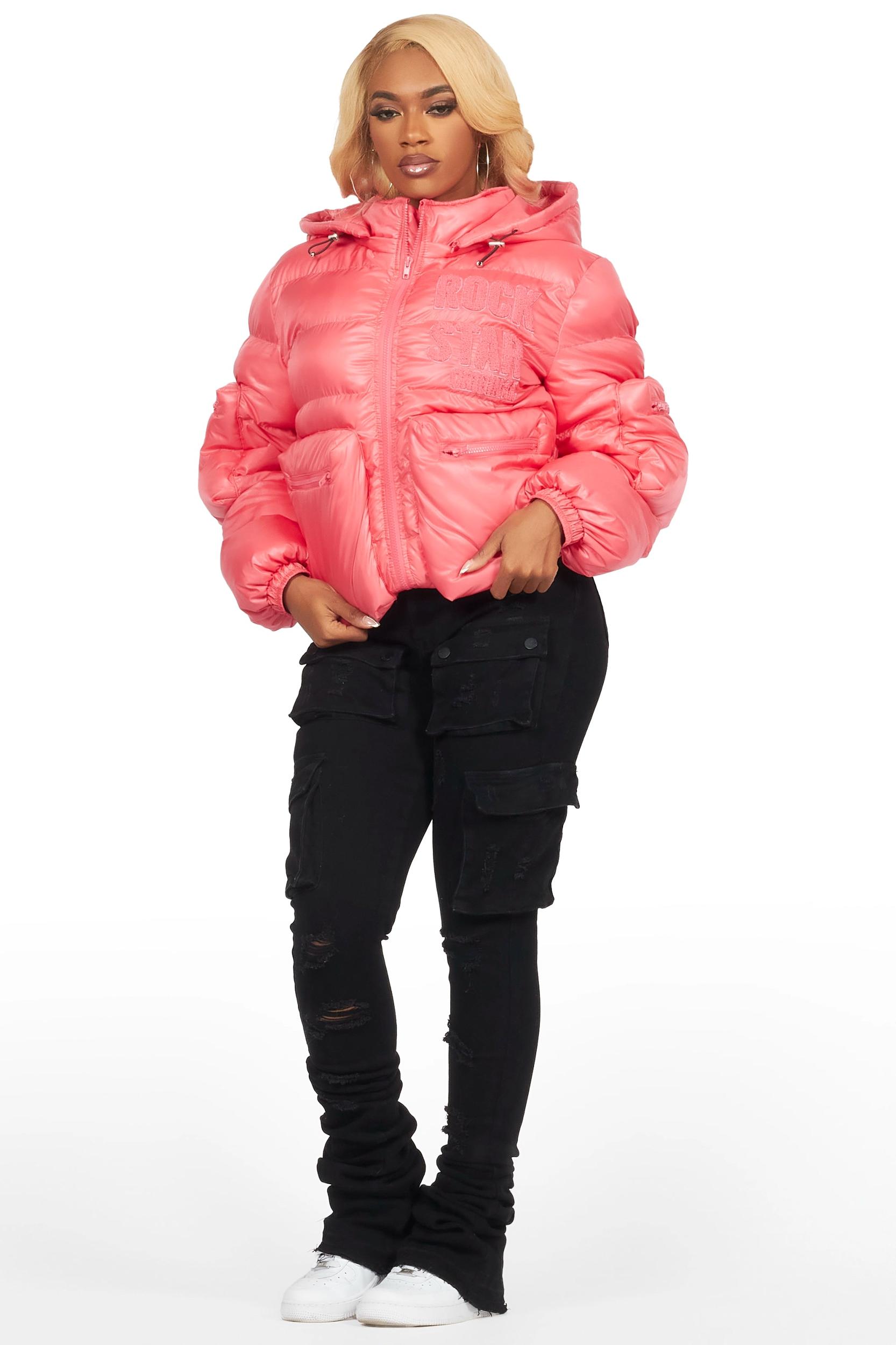 Keisha Pink Cargo Puffer Jacket Female Product Image