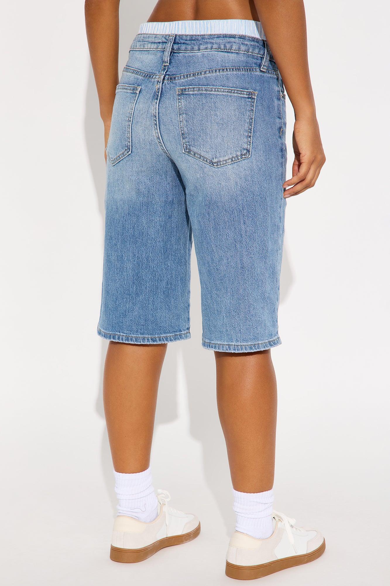 Lizzy Mid Rise Denim Bermudas - Dark Wash Female Product Image