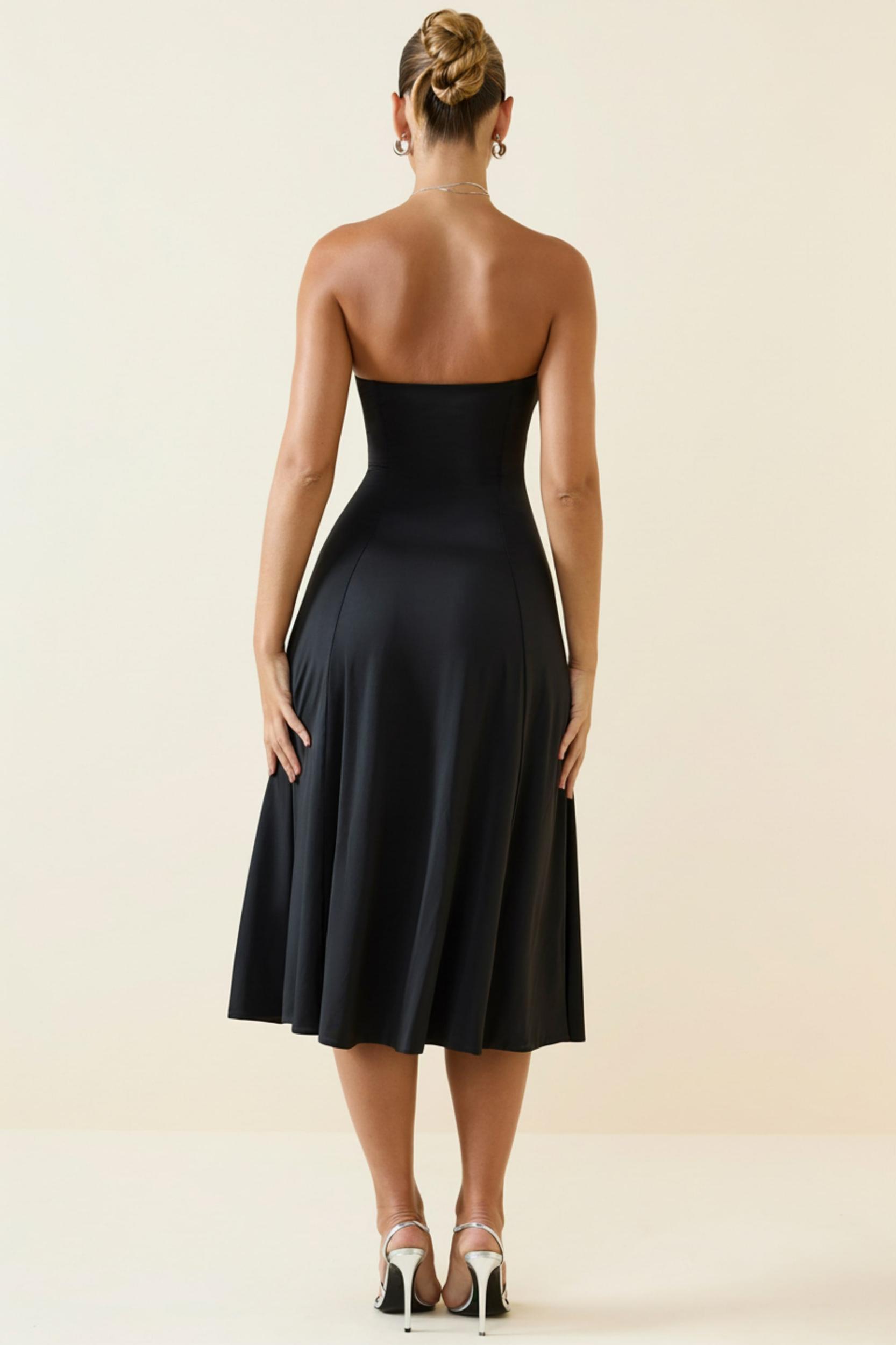 Slinky Jersey Strapless A-Line Midaxi Dress in Black Product Image
