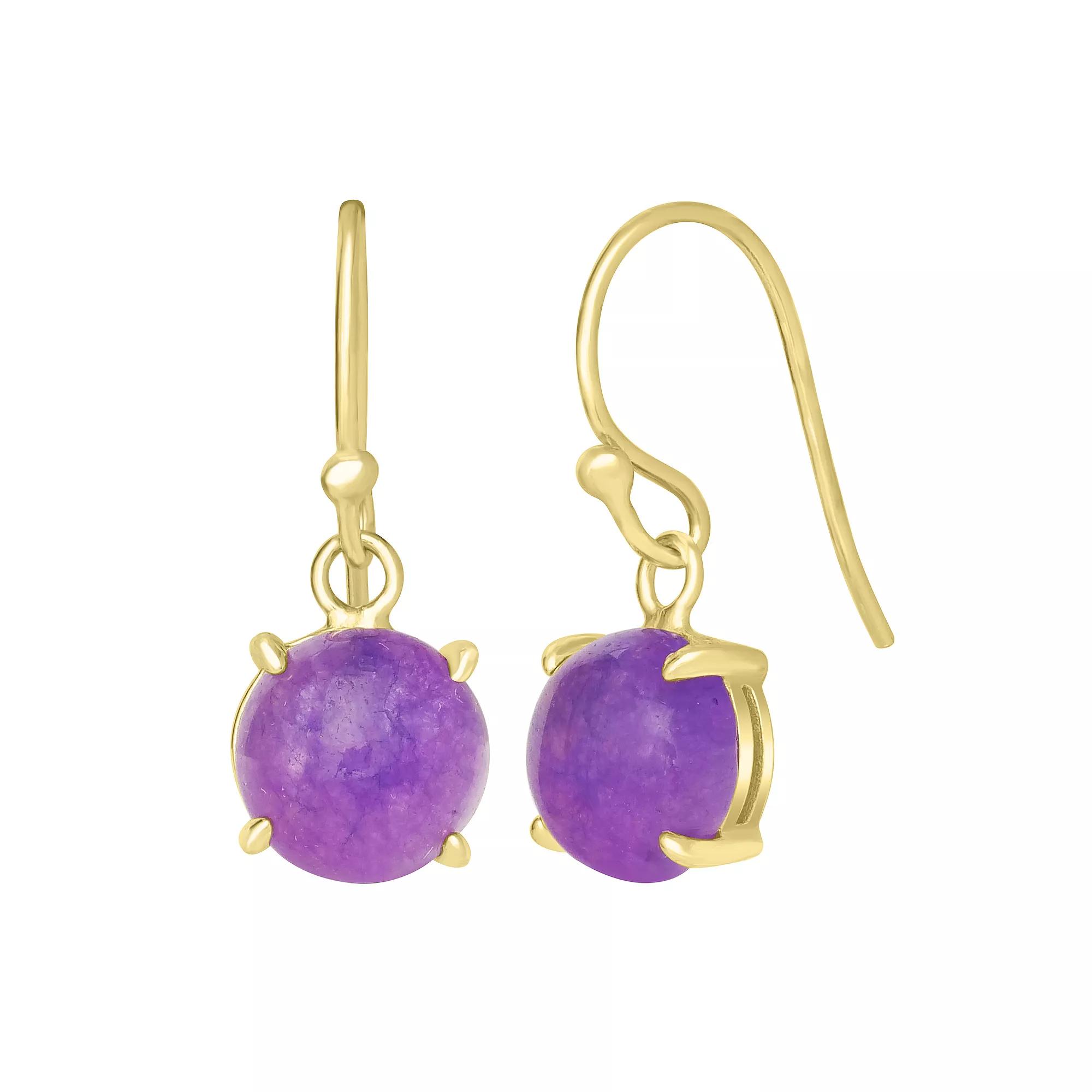 Gemistry 14k Gold Over Sterling Silver Stone Round Drop Earrings, Women's, Purple Product Image