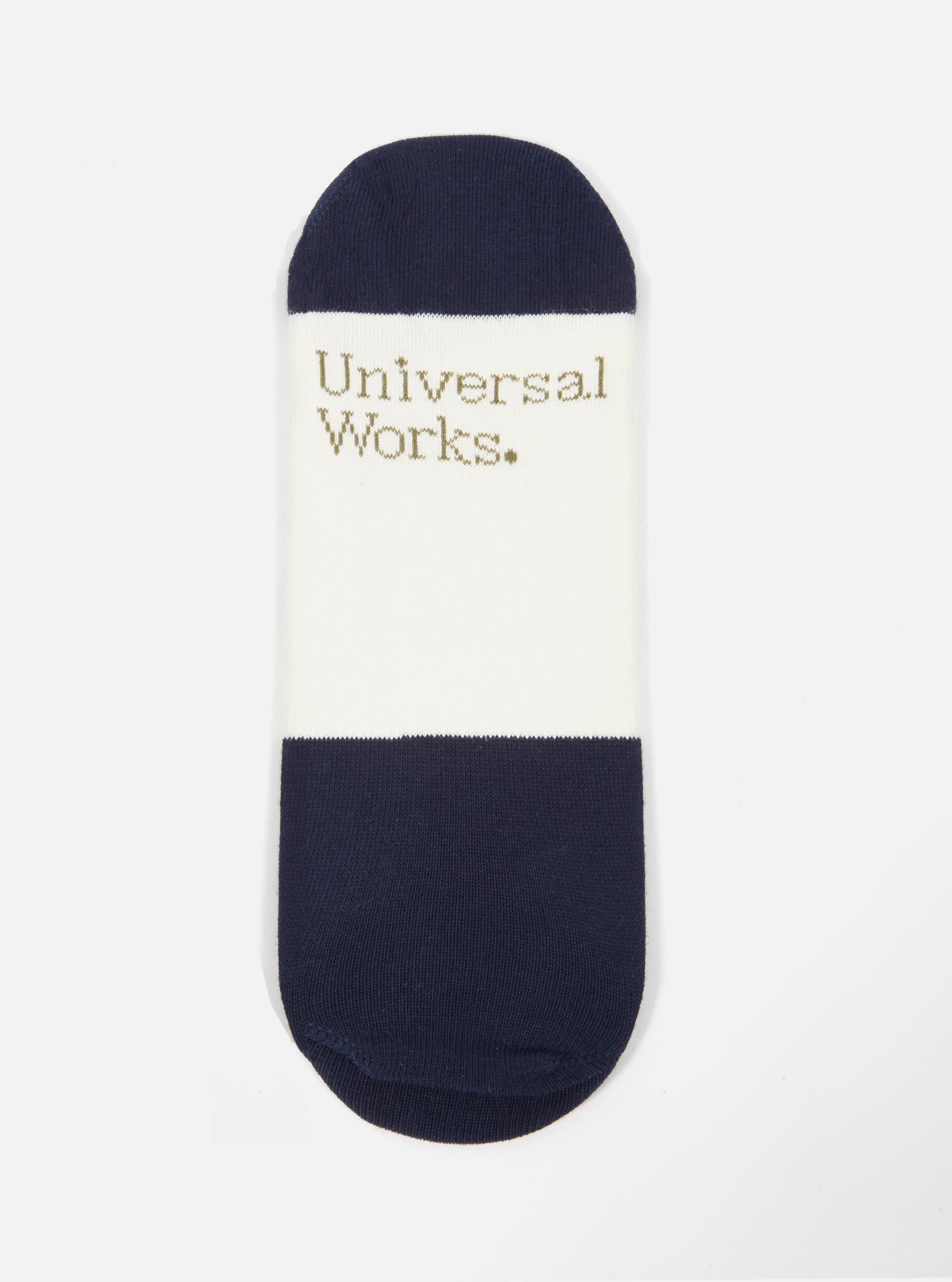 Ecru/Navy Cotton Mix Knit No Show Sock Product Image