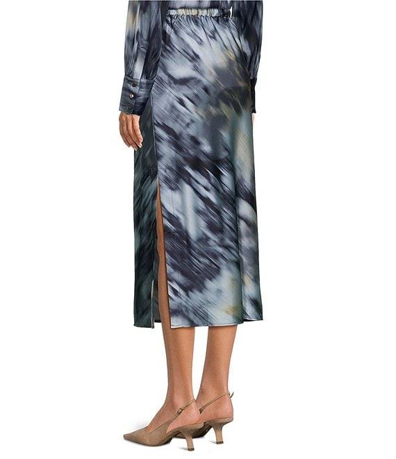 NIC + ZOE Romance Silk Watercolor Blend Tie Waist Midi Skirt Product Image