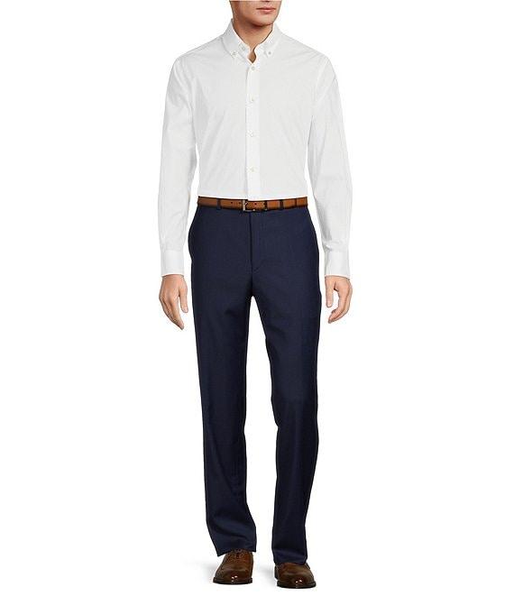 Hickey Freeman Classic Fit Flat Front Solid Dress Pants Product Image