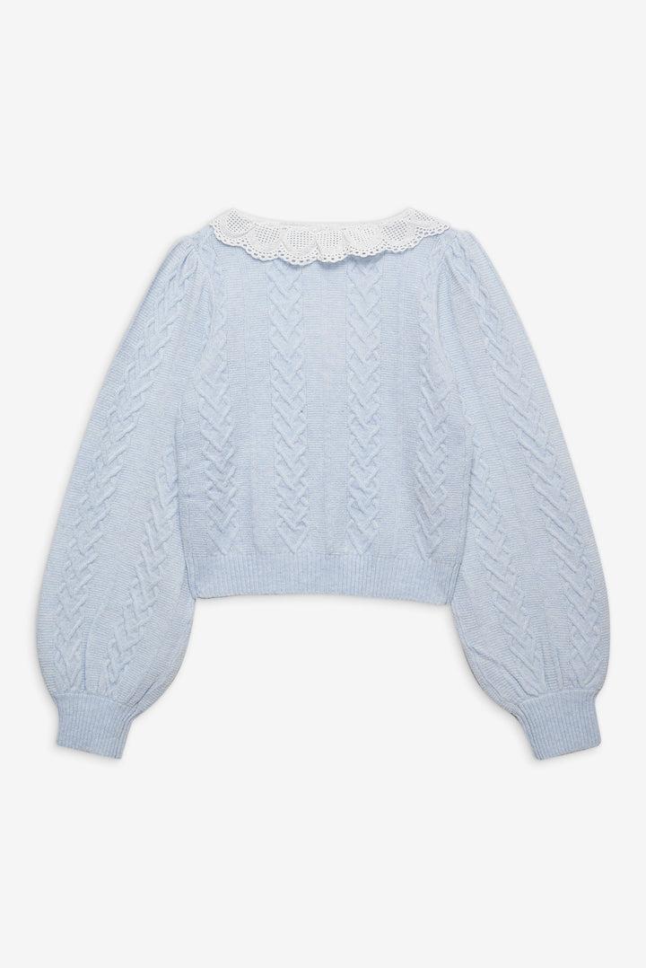 Cupid Cable Knit Cardigan — Blue Product Image