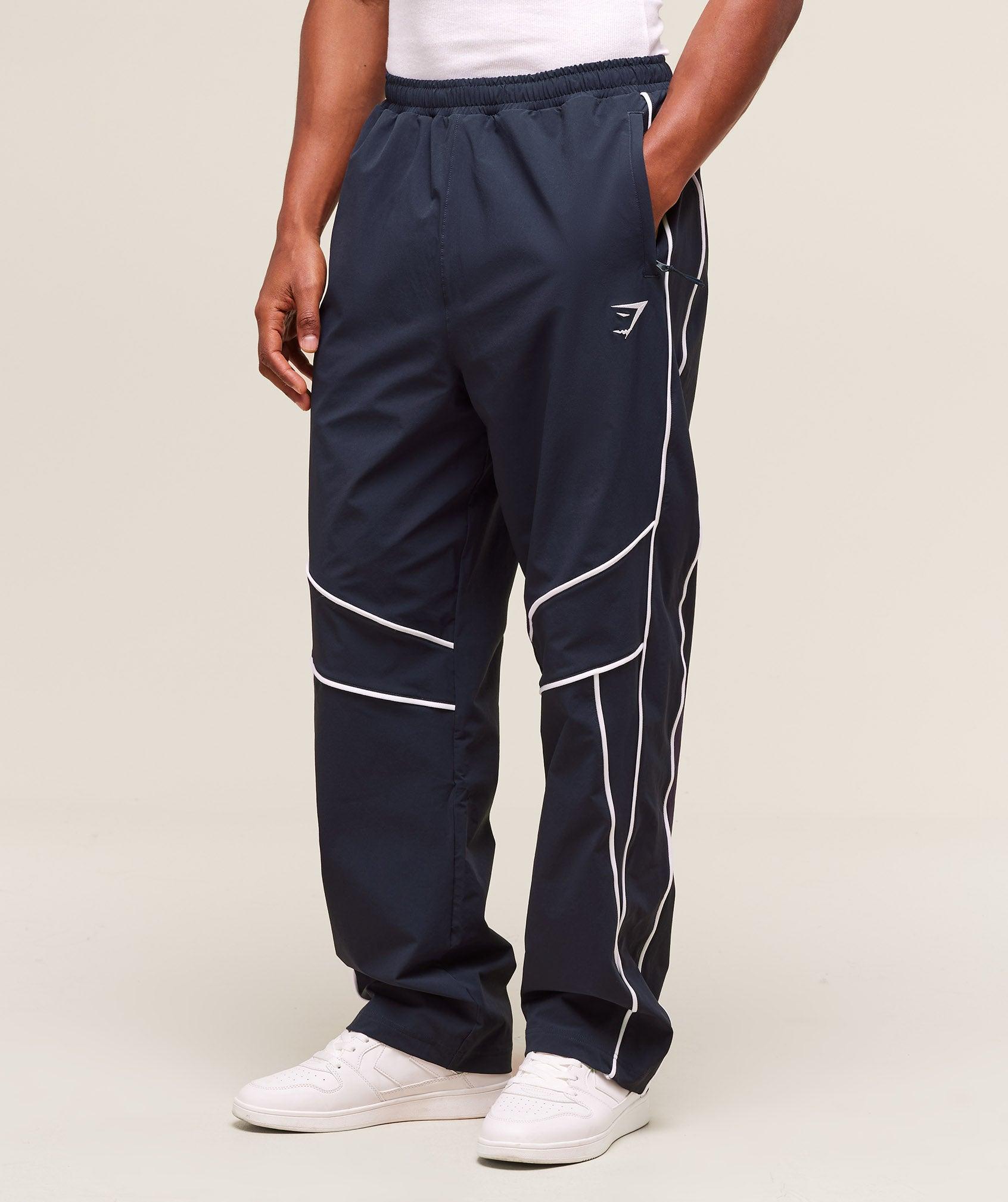 Gymshark Retro Crinkle Track Pants - Heavy Blue Male Product Image