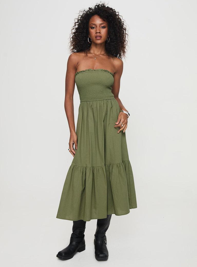 Chani Strapless Maxi Dress Olive Product Image