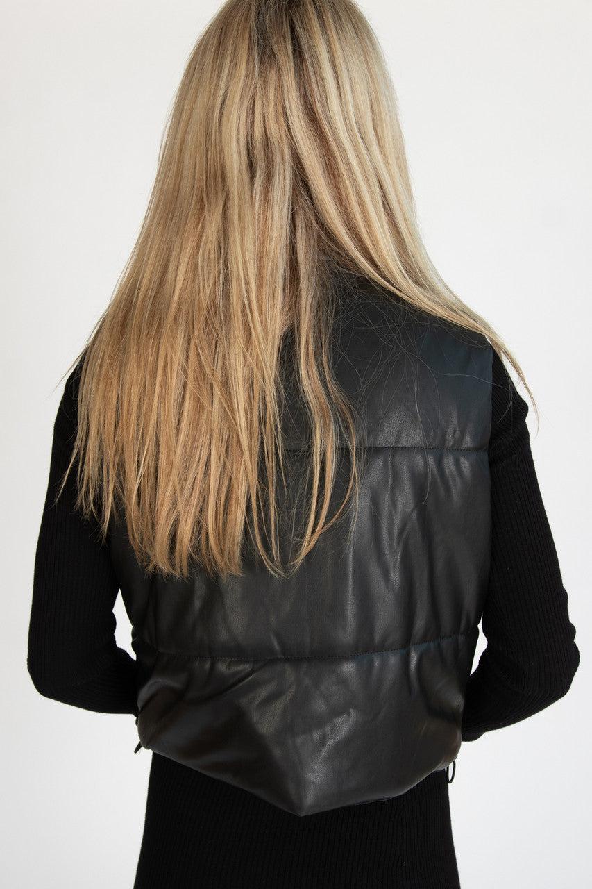 Black Snap Front Puffer Vest Product Image