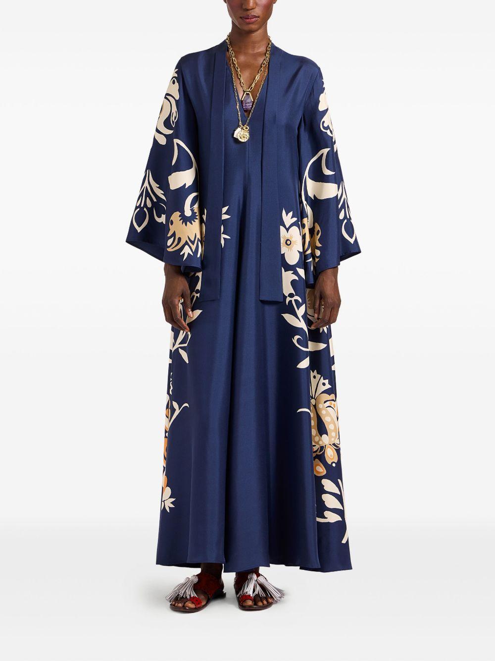 floral-print bell-sleeve maxi dress Product Image