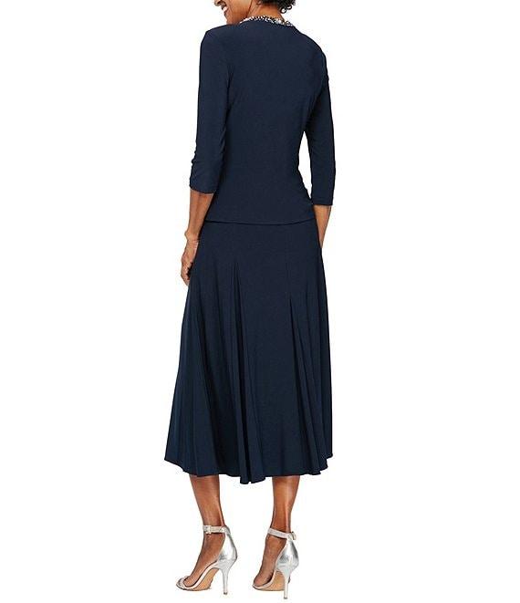 Alex Evenings Beaded 3/4 Sleeve Scoop Neck 2-Piece Jacket Dress Product Image
