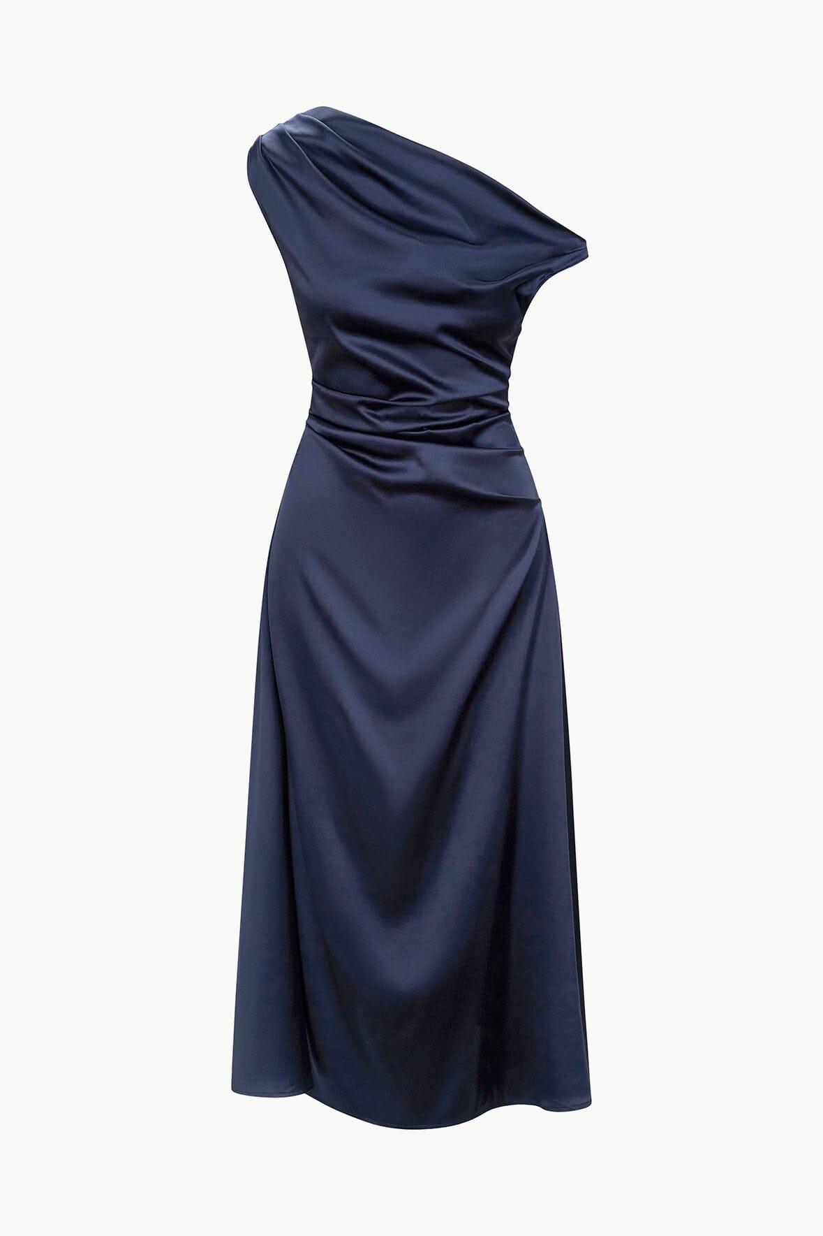 PHARE SILK DRESS | NAVY Product Image