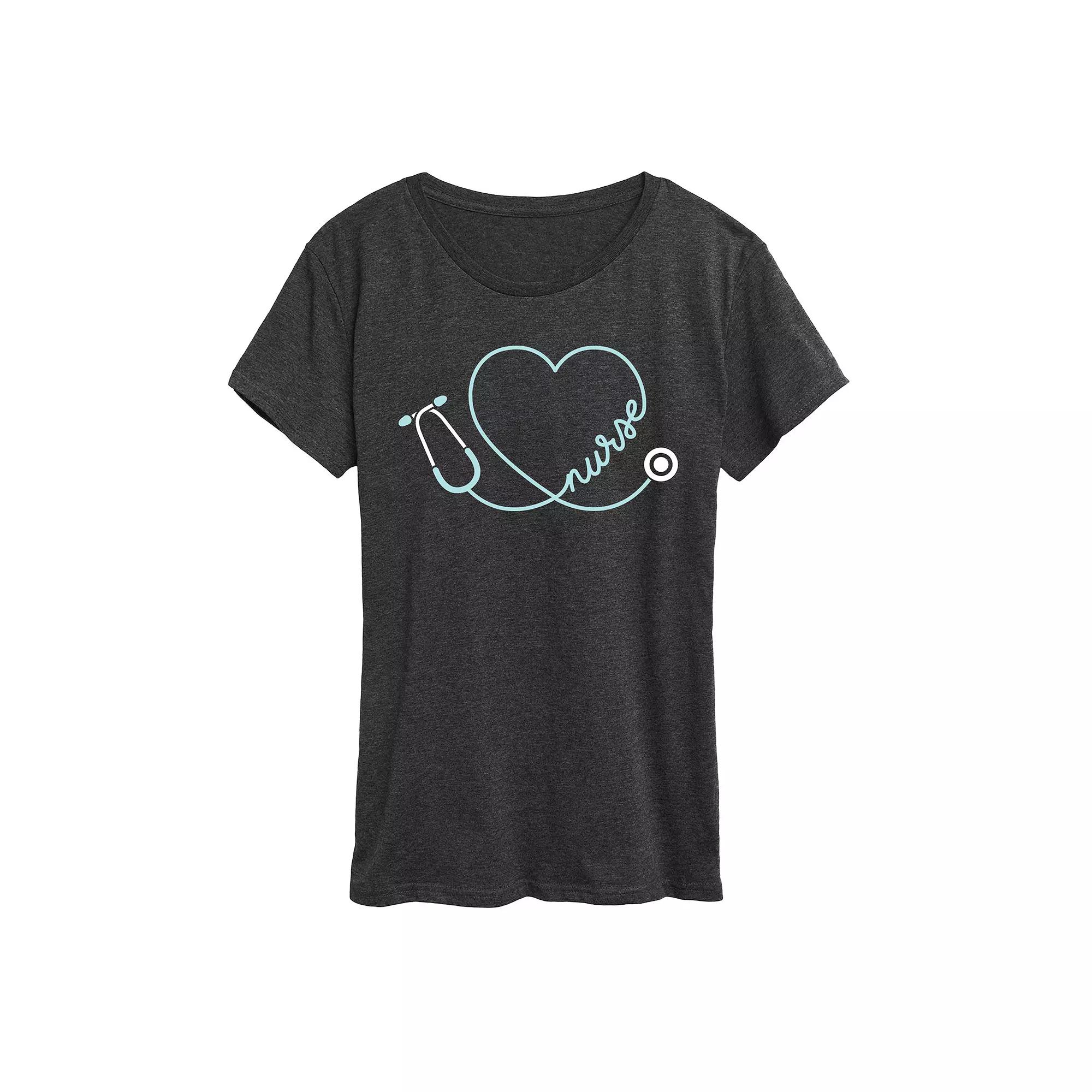 Women's Nurse Heart Stethoscope Graphic Tee, Girl's,  Product Image