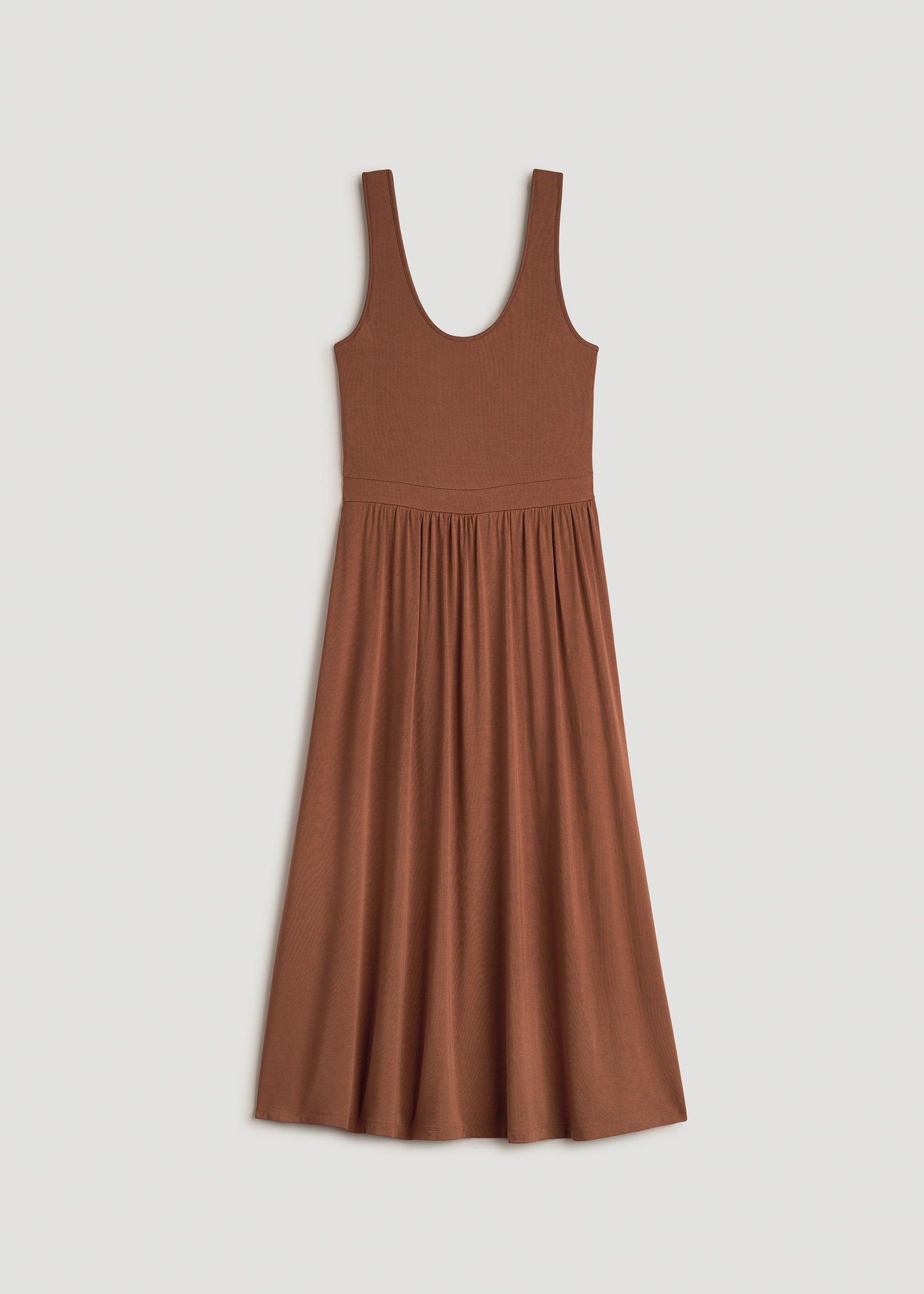 Jersey Tank Dress with Pockets for Tall Women in Clay Brown Female Product Image