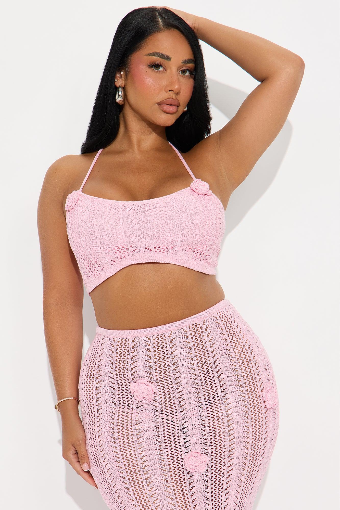 Garden Of Eden Crochet Skirt Set - Pink Product Image