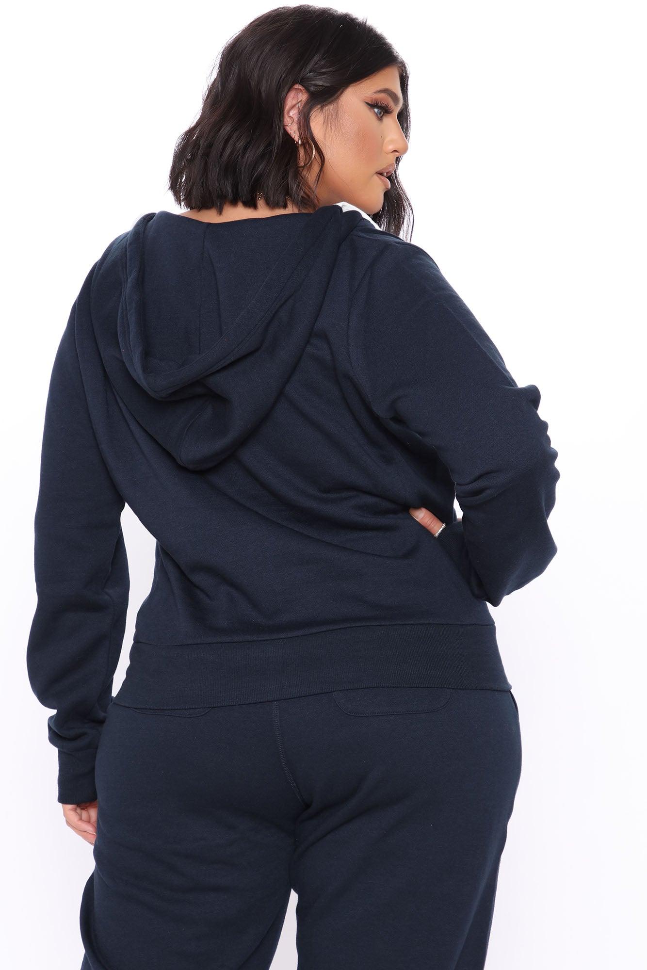 Relaxed Vibe Zip Up Jacket - Navy Product Image