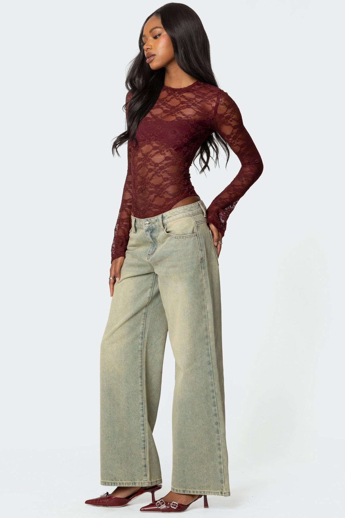 Colette Sheer Lace Bodysuit Product Image