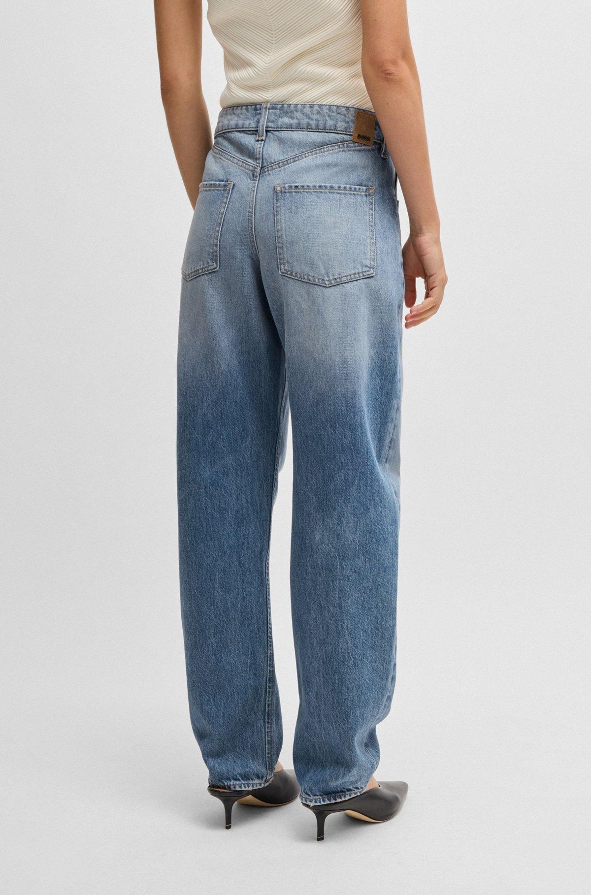 Barrel-leg jeans in blue rigid denim Product Image