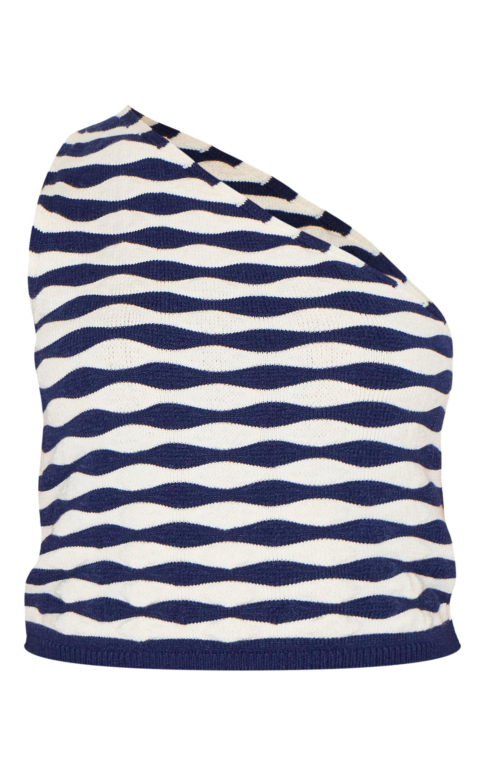 Petite Navy Knitted Striped Shorts Product Image