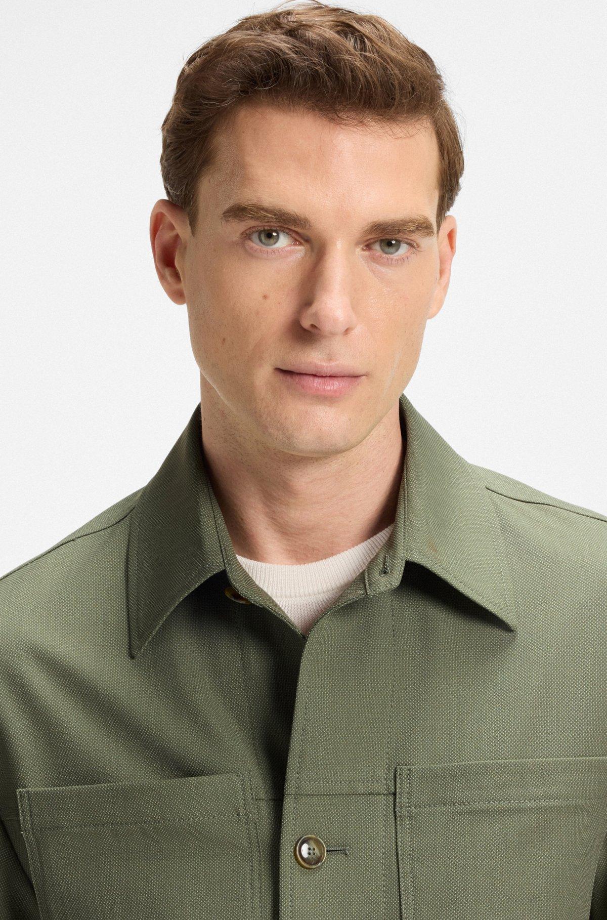 Relaxed-fit overshirt in machine-washable performance-stretch fabric Product Image