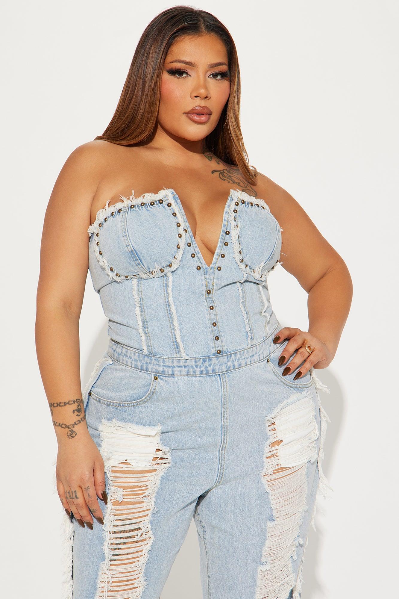 Demi Distressed Jumpsuit - Denim Product Image