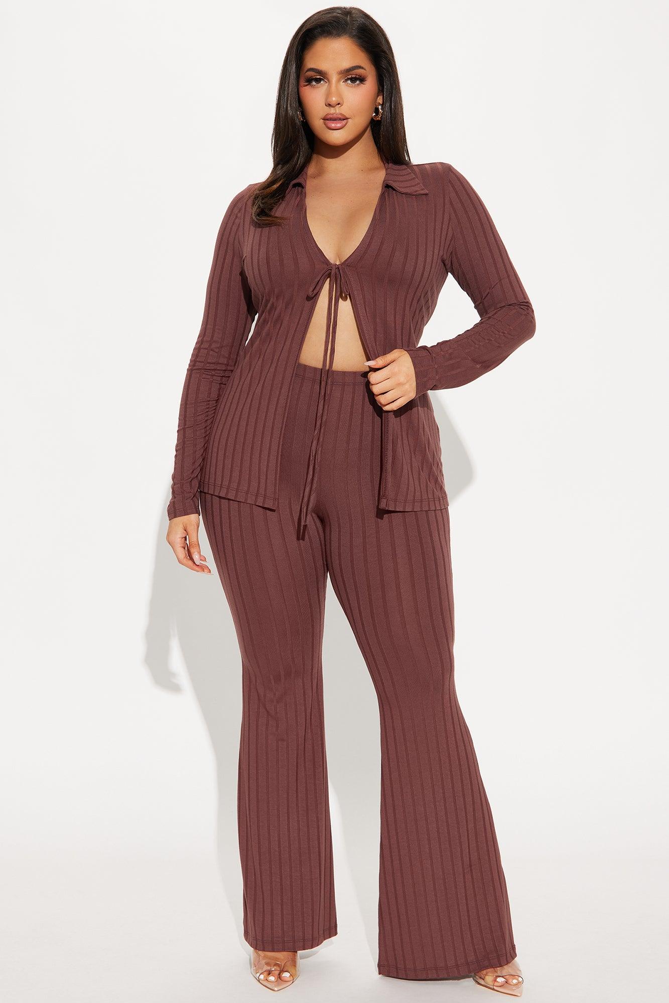 Dalia Flyaway Pant Set - Brown Product Image